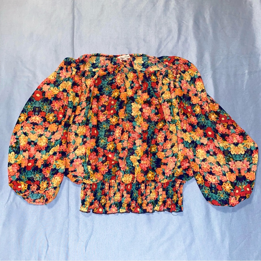 Wishful Park Black and Red Smocked Ruffled Blouse